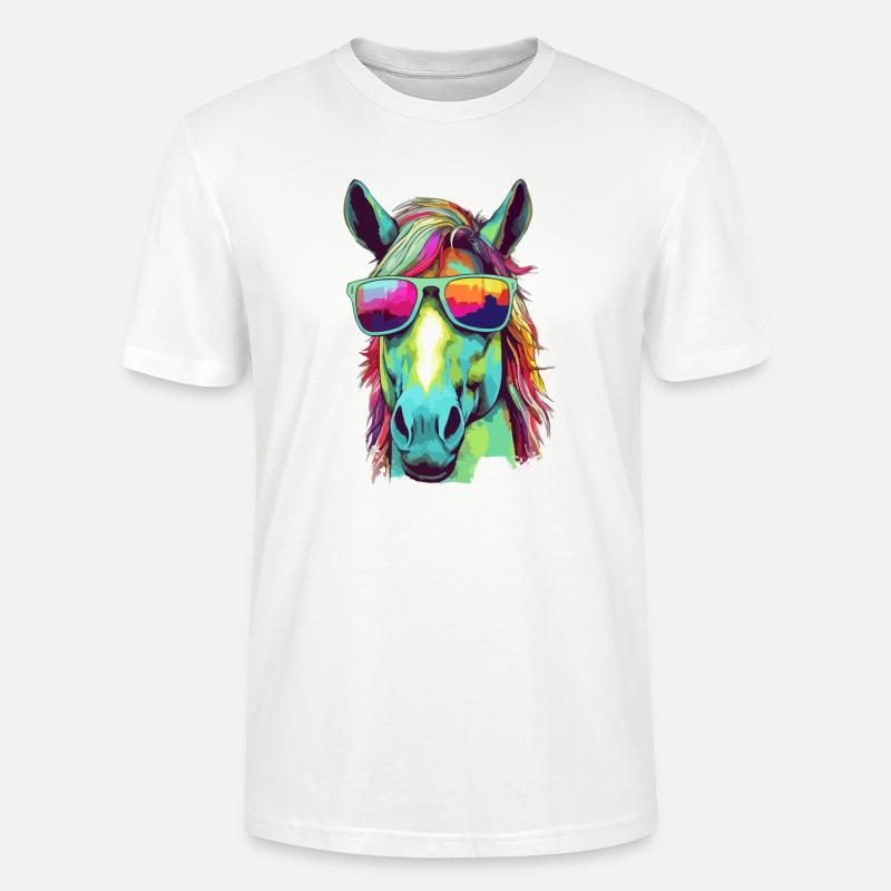 Eto le cheval à lunettes - T-shirt bio CRAFTER Stanley Stella Unisexe - blanc