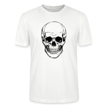 Schädel - Stanley/Stella Unisex Bio-T-Shirt CRAFTER - Weiß - Vorne - Alina (178cm) & Michal (187cm)