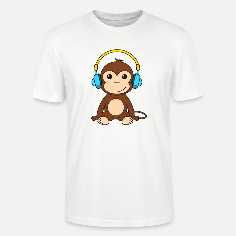 Singe mignon avec conception de casque - T-shirt bio CRAFTER Stanley Stella Unisexe - blanc