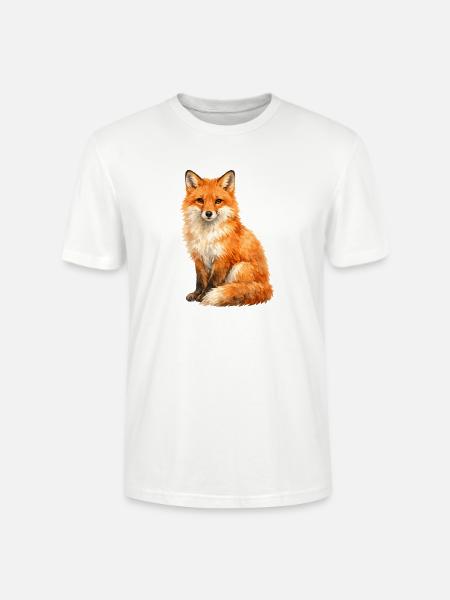 Renard aquarelle dans la forêt - T-shirt bio CRAFTER Stanley Stella Unisexe - blanc