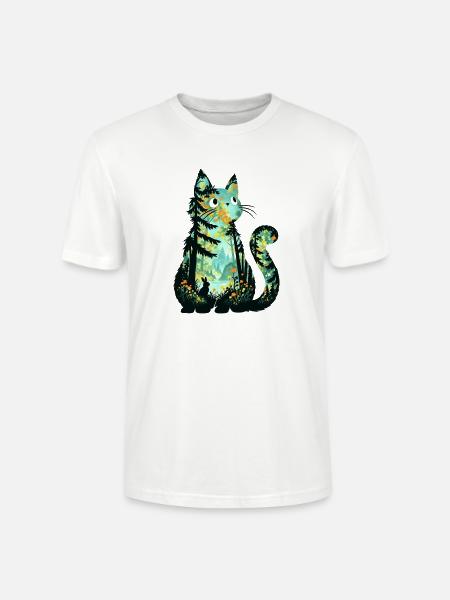 Waldkatze im Blütenmeer - Stanley/Stella Unisex Bio-T-Shirt CRAFTER - Weiß