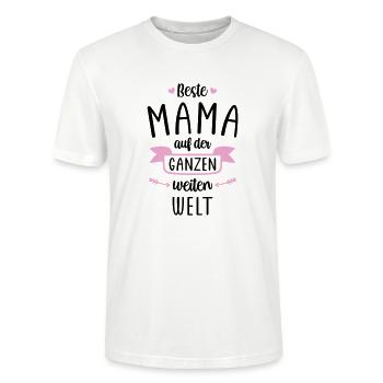 Muttertag Beste Mama auf der ganzen weiten Welt ro - Stanley/Stella Unisex Bio-T-Shirt CRAFTER - Weiß - Vorne - Alina (178cm) & Michal (187cm)