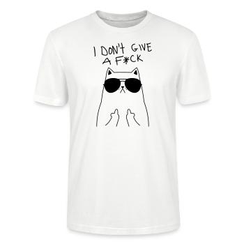 Geek Cat I Don't Give A F*CK - T-shirt bio CRAFTER Stanley Stella Unisexe - blanc - Devant - Alina (178cm) & Michal (187cm)