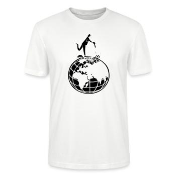 Globe Scooter Zeichnung Reise - Stanley/Stella Unisex Bio-T-Shirt CRAFTER - Weiß - Vorne - Alina (178cm) & Michal (187cm)