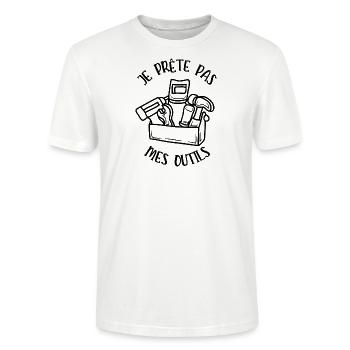 je prête pas mes outils - T-shirt bio CRAFTER Stanley Stella Unisexe - blanc - Devant - Alina (178cm) & Michal (187cm)