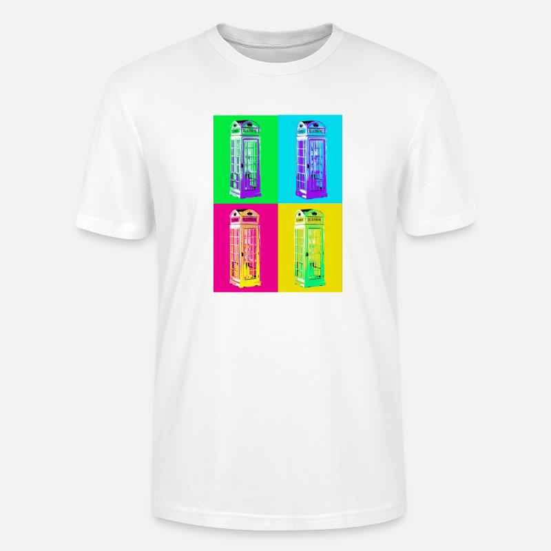 Cabine téléphonique Pop Art multicolore - T-shirt bio CRAFTER Stanley Stella Unisexe - blanc