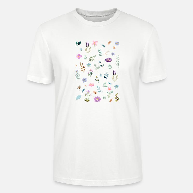 Aquarell Blumen auf Schwarz - Stanley/Stella Unisex Bio-T-Shirt CRAFTER - Weiß