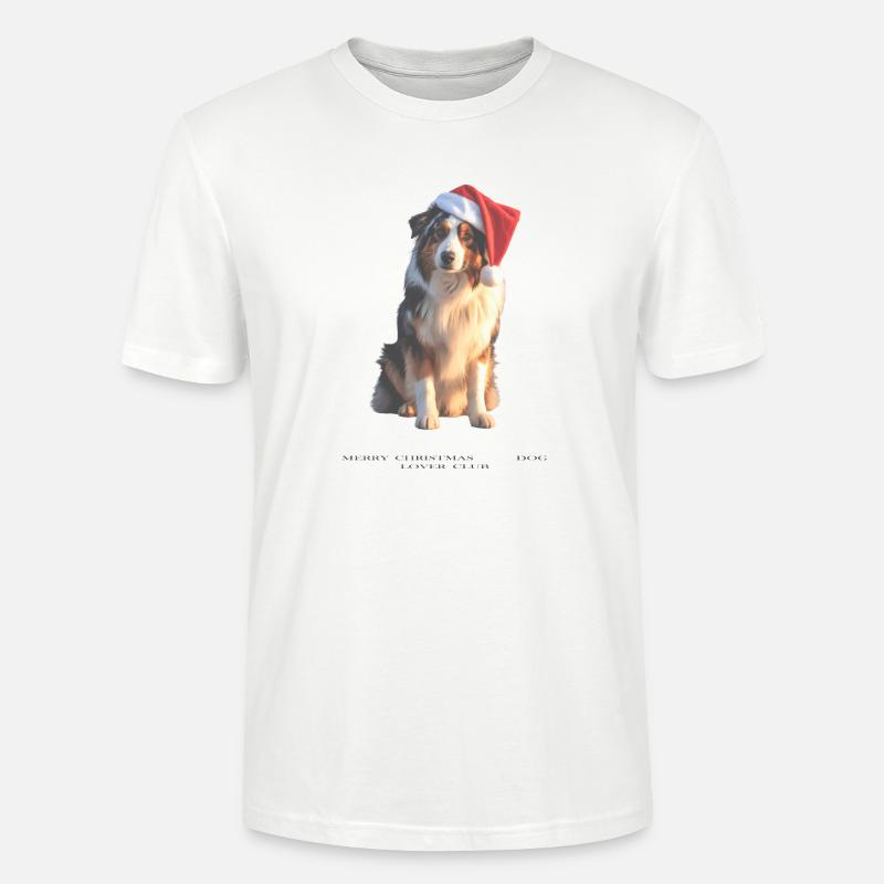 Boder Collie Weihnachts-Hund im Santa-Hut - Stanley/Stella Unisex Bio-T-Shirt CRAFTER - Weiß