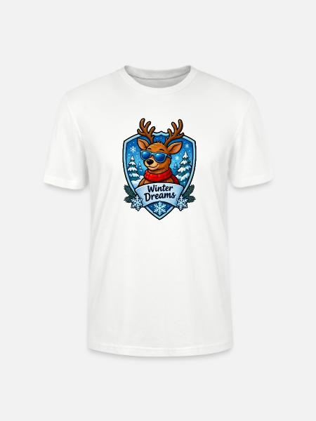Winterträume Reh im Schnee - Stanley/Stella Unisex Bio-T-Shirt CRAFTER - Weiß