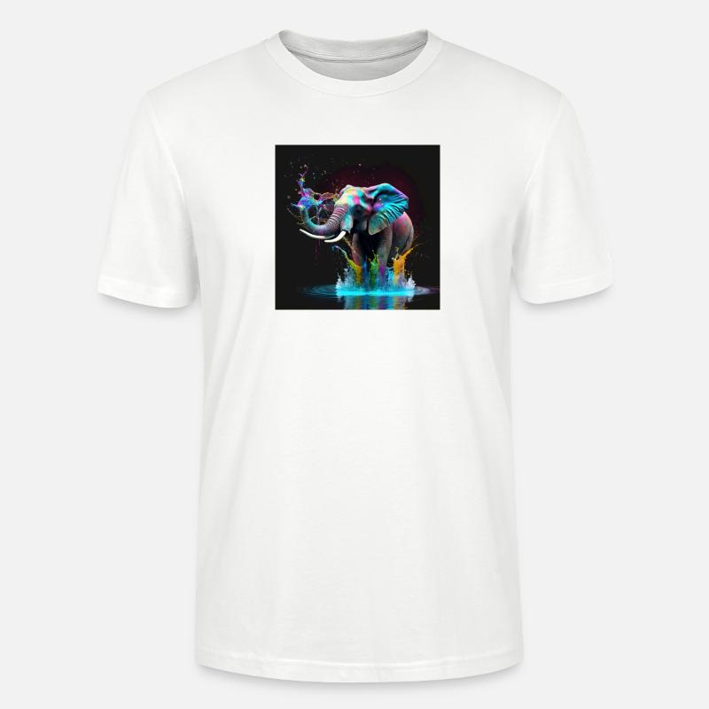 Farbiger Elefant, einzigartiges Design - Stanley/Stella Unisex Bio-T-Shirt CRAFTER - Weiß