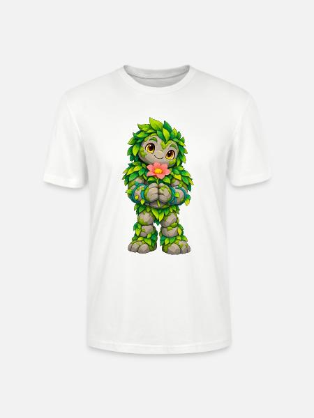 Moosgolem mit Blütenherz - Stanley/Stella Unisex Bio-T-Shirt CRAFTER - Weiß