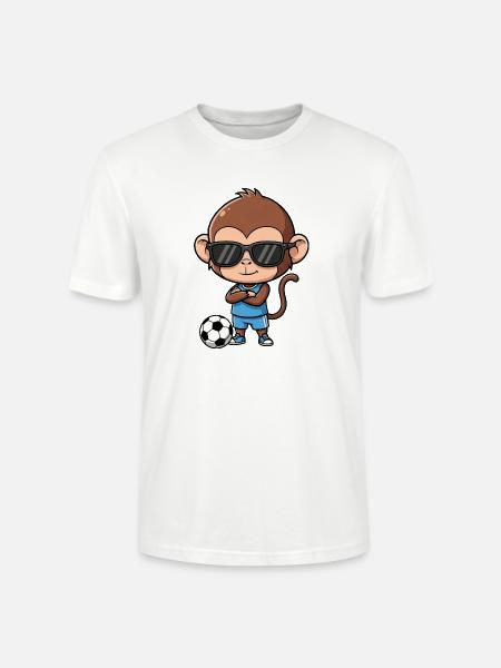 Süßer Schimpanse Fußballspieler Cartoon - Stanley/Stella Unisex Bio-T-Shirt CRAFTER - Weiß