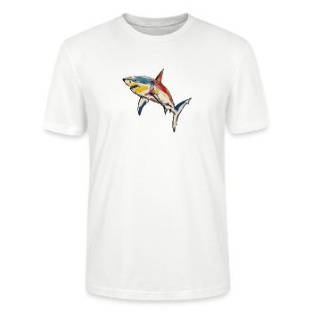 Peinture au trait de requin - T-shirt bio CRAFTER Stanley Stella Unisexe - blanc - Devant - Alina (178cm) & Michal (187cm)