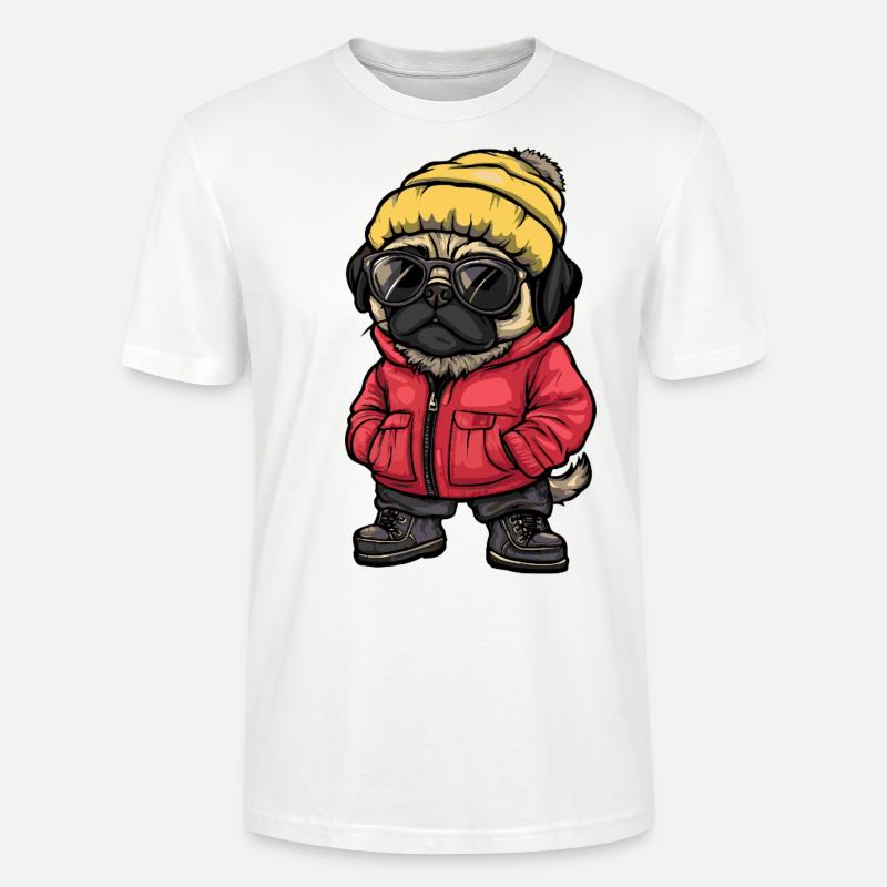 Mops Hund Cool Comic - Stanley/Stella Unisex Bio-T-Shirt CRAFTER - Weiß