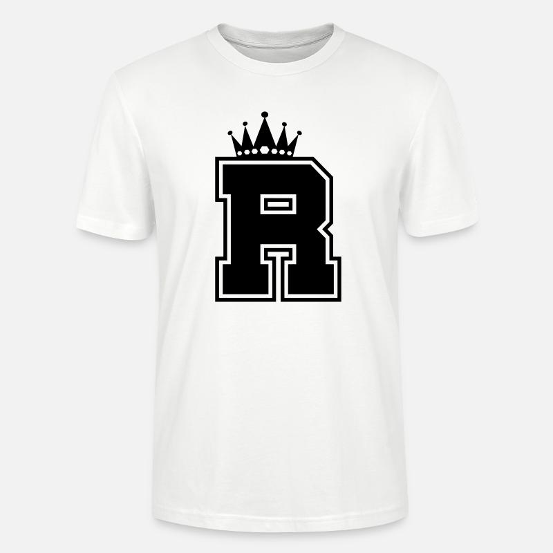 lettre R couronne - T-shirt bio CRAFTER Stanley Stella Unisexe - blanc