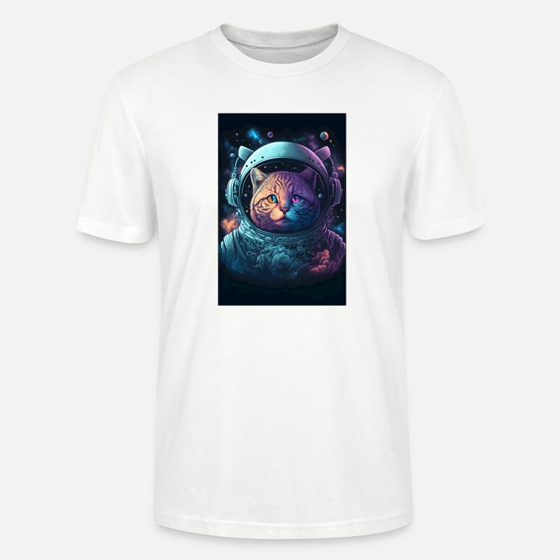 Chat de l’espace - T-shirt bio CRAFTER Stanley Stella Unisexe - blanc