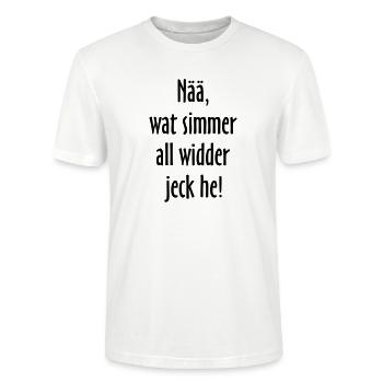 Nää, wat simmer all widder jeck he! Köln Spruch - Stanley/Stella Unisex Bio-T-Shirt CRAFTER - Weiß - Vorne - Alina (178cm) & Michal (187cm)
