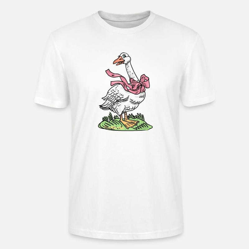 Gans mit rosa Schleife - Stanley/Stella Unisex Bio-T-Shirt CRAFTER - Weiß