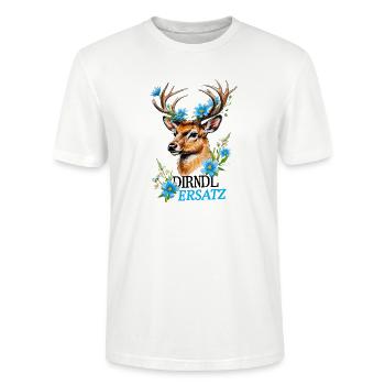 Dirndl Ersatz Hirsch Tracht Bayern Trachten Blumen - Stanley/Stella Unisex Bio-T-Shirt CRAFTER - Weiß - Vorne - Alina (178cm) & Michal (187cm)
