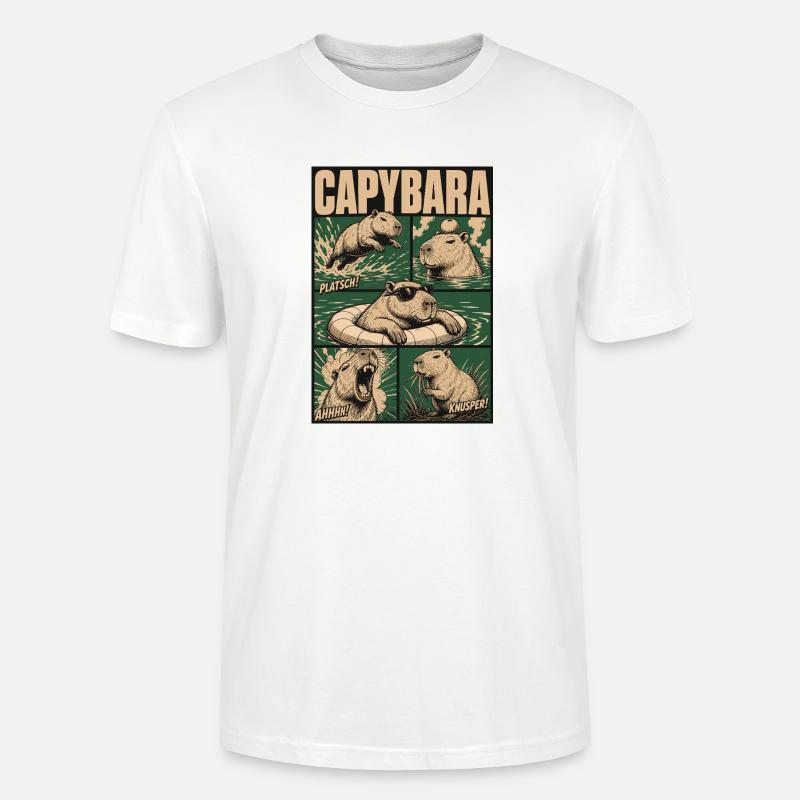 Comic Capybara Action Style - Stanley/Stella Unisex Bio-T-Shirt CRAFTER - Weiß