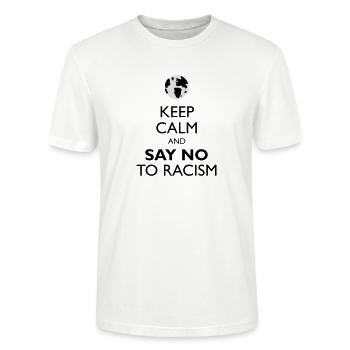 Unité antiraciste : S’opposer au racisme - T-shirt bio CRAFTER Stanley Stella Unisexe - blanc - Devant - Alina (178cm) & Michal (187cm)