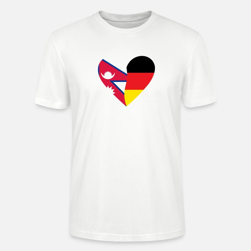 Nepal Germany Heart - Stanley/Stella Unisex Bio-T-Shirt CRAFTER - Weiß
