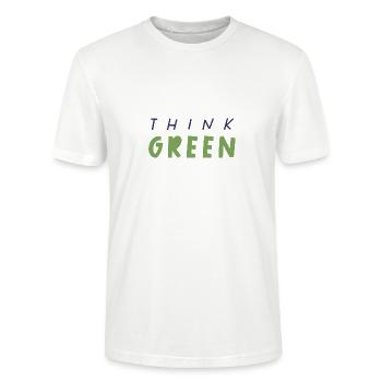 Think Green. ein Geschenk für Umweltaktivisten - Stanley/Stella Unisex Bio-T-Shirt CRAFTER - Weiß - Vorne - Alina (178cm) & Michal (187cm)