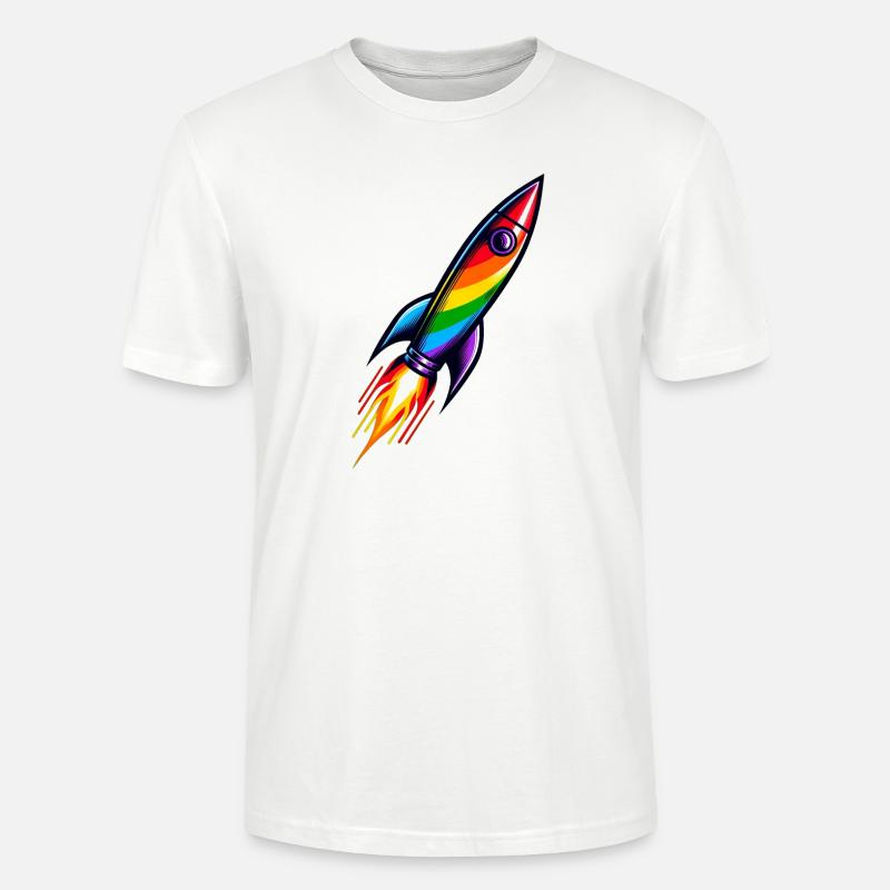 Fusée arc-en-ciel | Lancement d’une fusée - T-shirt bio CRAFTER Stanley Stella Unisexe - blanc