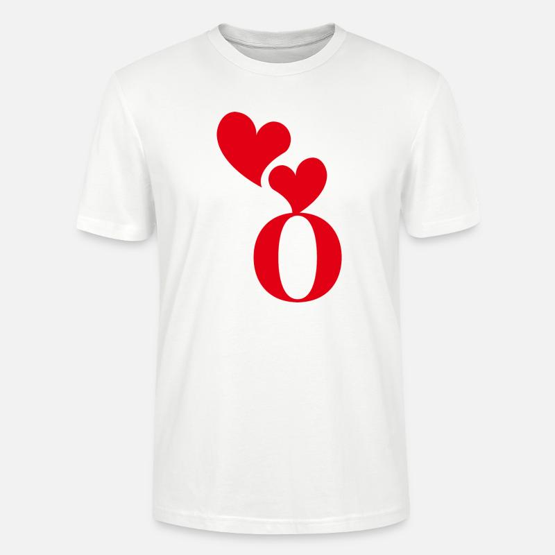 Buchstabe o rotes Herz - Stanley/Stella Unisex Bio-T-Shirt CRAFTER - Weiß