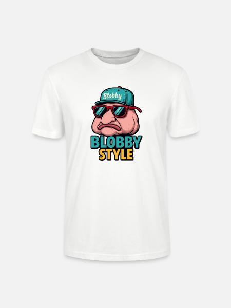 Blobby Style Cartoon Tee - Stanley/Stella CRAFTER Unisex Organic T-Shirt - white