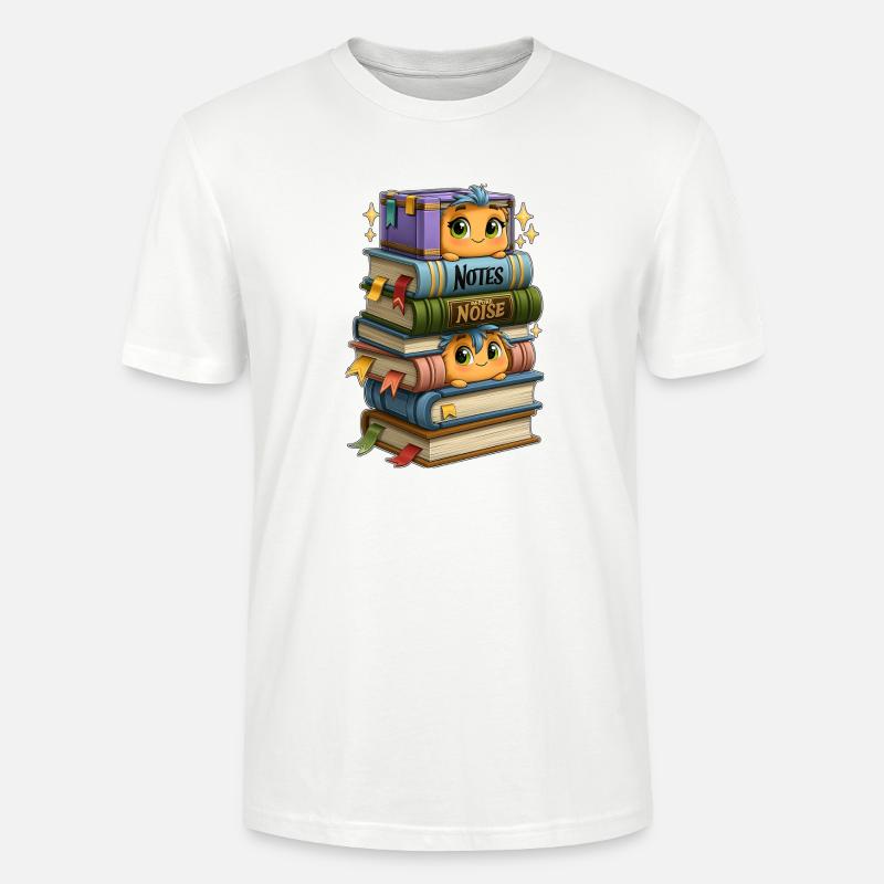 Book Stack with Birds - Stanley/Stella CRAFTER Unisex Organic T-Shirt - white