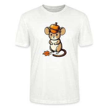 Waldmaus im Eichelhut - Stanley/Stella Unisex Bio-T-Shirt CRAFTER - Weiß - Vorne - Alina (178cm) & Michal (187cm)
