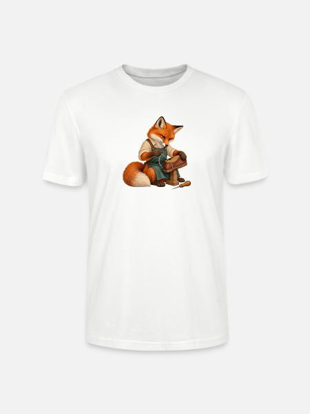 Fuchs näht eine Schuhsohle - Stanley/Stella Unisex Bio-T-Shirt CRAFTER - Weiß