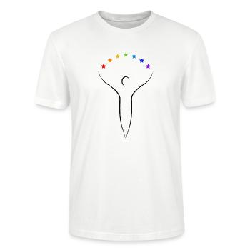 Être de lumière, dessin animiste essenien, noir - T-shirt bio CRAFTER Stanley Stella Unisexe - blanc - Devant - Alina (178cm) & Michal (187cm)