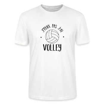 I can't volleyball - Stanley/Stella CRAFTER Unisex Organic T-Shirt - white - Front - Alina (178cm) & Michal (187cm)