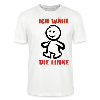 Ich wähl die Linke - Wähler - Stimme - Stanley/Stella Unisex Bio-T-Shirt CRAFTER - Weiß - Vorne - Alina (178cm) & Michal (187cm)