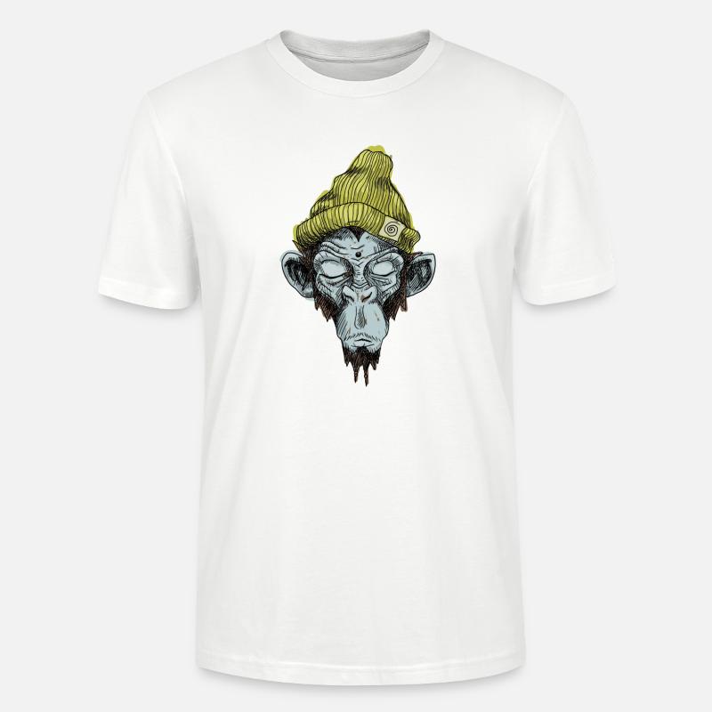 Affe mit Mütze - Stanley/Stella Unisex Bio-T-Shirt CRAFTER - Weiß