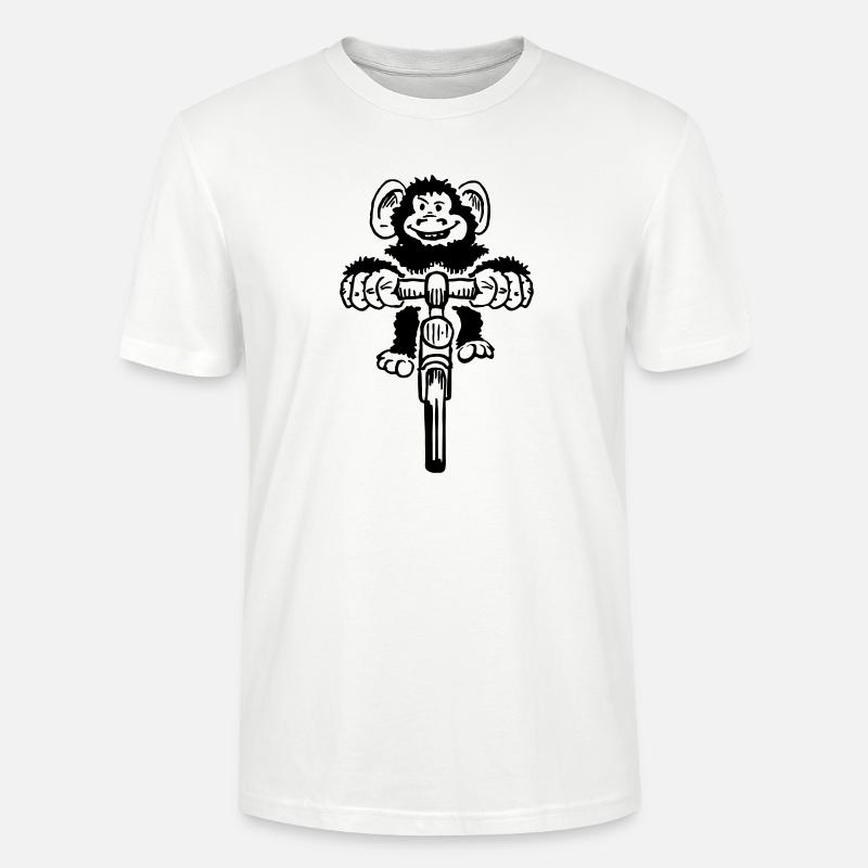 Singe drôle à vélo - T-shirt bio CRAFTER Stanley Stella Unisexe - blanc