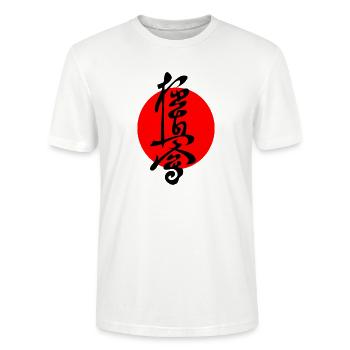 Kyokushin écrit en kanji japonais - T-shirt bio CRAFTER Stanley Stella Unisexe - blanc - Devant - Alina (178cm) & Michal (187cm)