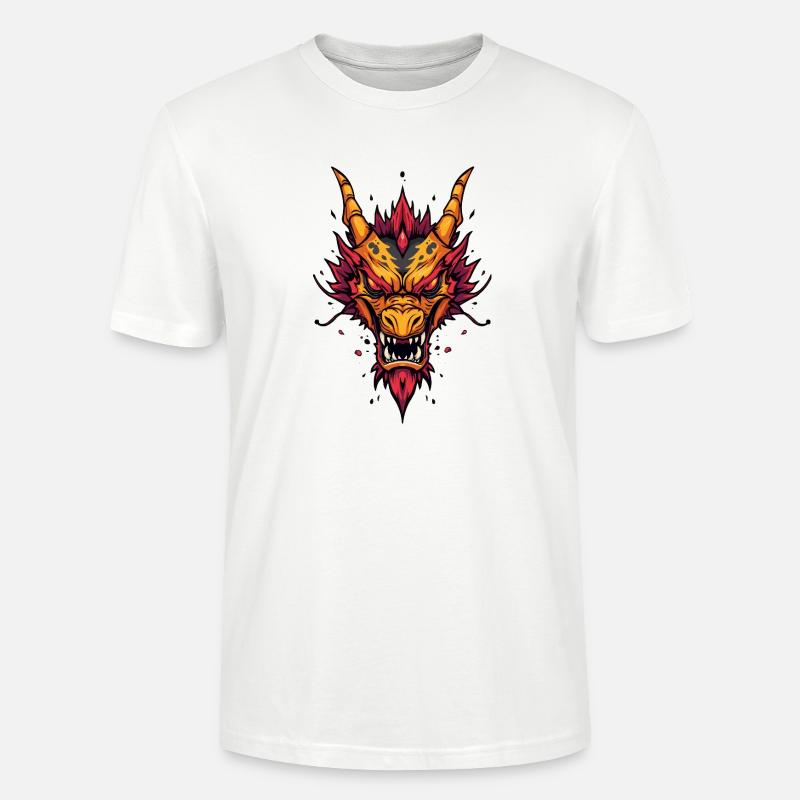 Flammender asiatischer Drache - Stanley/Stella Unisex Bio-T-Shirt CRAFTER - Weiß