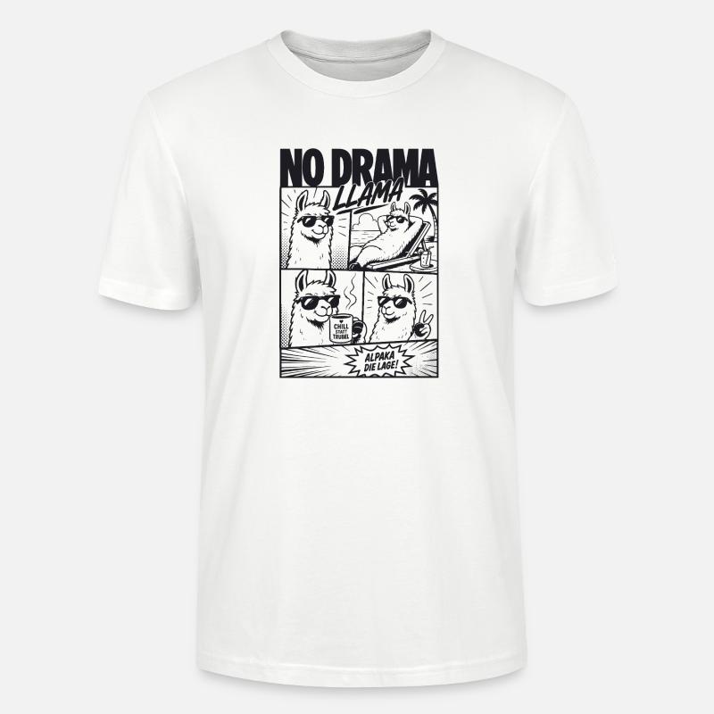 No Drama Llama Cool Alpaka Comic - Stanley/Stella Unisex Bio-T-Shirt CRAFTER - Weiß
