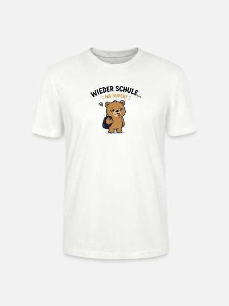 Wieder Schule Bär mit Rucksack - Stanley/Stella Unisex Bio-T-Shirt CRAFTER - Weiß