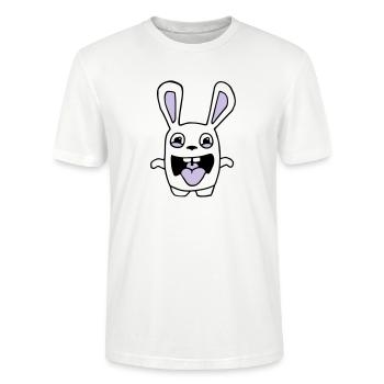 dessin lapin mignon débile style BD cartoon fun - T-shirt bio CRAFTER Stanley Stella Unisexe - blanc - Devant - Alina (178cm) & Michal (187cm)