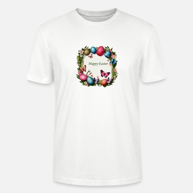 Couronne de Pâques - Joyeuses Pâques - T-shirt bio CRAFTER Stanley Stella Unisexe - blanc