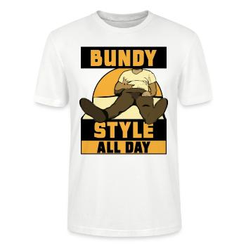 Hände in der Hose - Bundy-Stil den ganzen Tag - Stanley/Stella Unisex Bio-T-Shirt CRAFTER - Weiß - Vorne - Alina (178cm) & Michal (187cm)