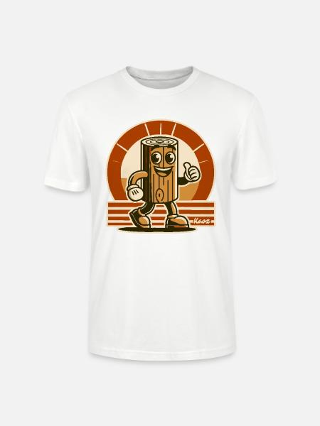 Munter træklods, sjovt stykke træ - Stanley Stella CRAFTER unisex økologisk-T-shirt - hvid