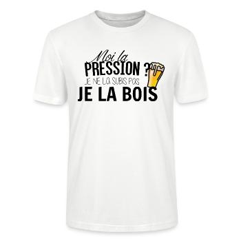 Moi la pression je la subis pas je la bois - T-shirt bio CRAFTER Stanley Stella Unisexe - blanc - Devant - Alina (178cm) & Michal (187cm)