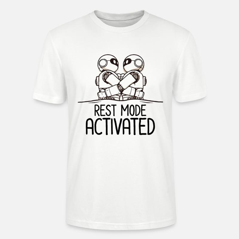 Funny Sleeping Robot Rest Mode - Stanley/Stella CRAFTER Unisex Organic T-Shirt - white