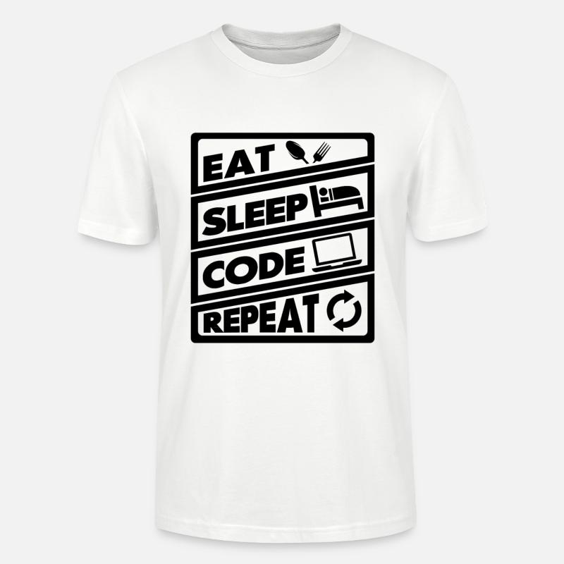 Eat Sleep Code Recurrence | encoder - Stanley/Stella CRAFTER Unisex Organic T-Shirt - white