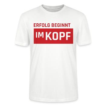 Erfolg beginnt im Kopf - Stanley/Stella Unisex Bio-T-Shirt CRAFTER - Weiß - Vorne - Alina (178cm) & Michal (187cm)